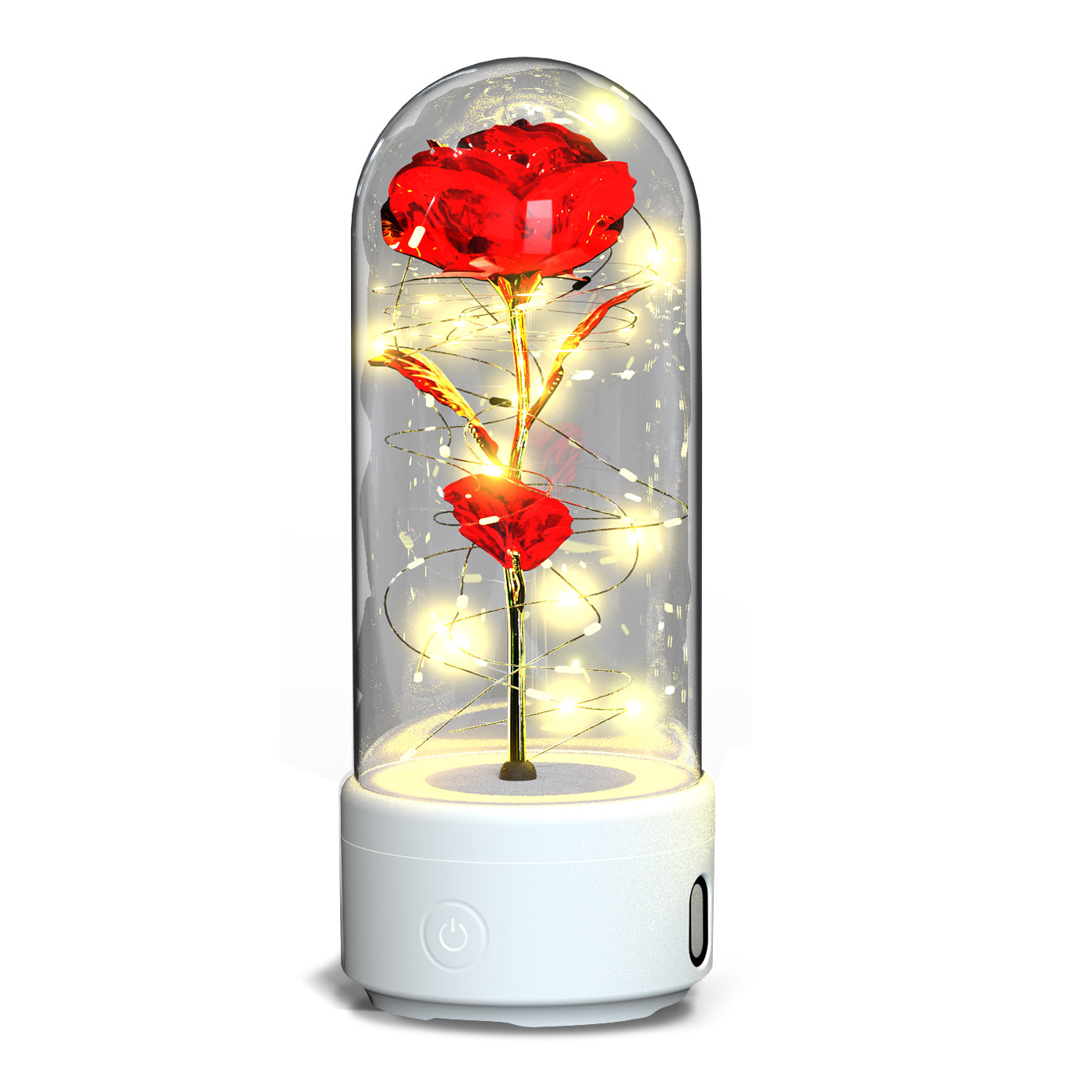 Rose LED Light Speaker Night Lamp Glass Bluetooth Gift