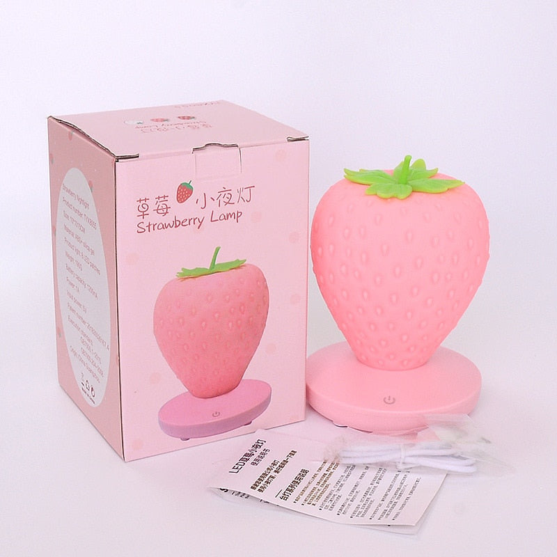 Strawberry Night Light Lamp USB Rechargeable Soft Silicone