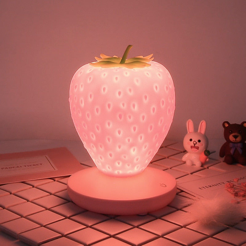 Strawberry Night Light Lamp USB Rechargeable Soft Silicone