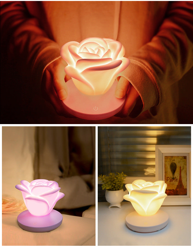 Rose Night Light Touch Lamp 3-Level Dimmable 4 Colors
