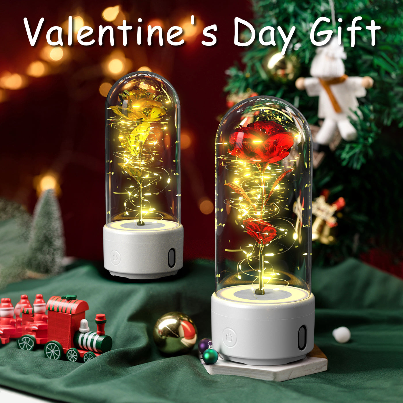 Rose LED Light Speaker Night Lamp Glass Bluetooth Gift