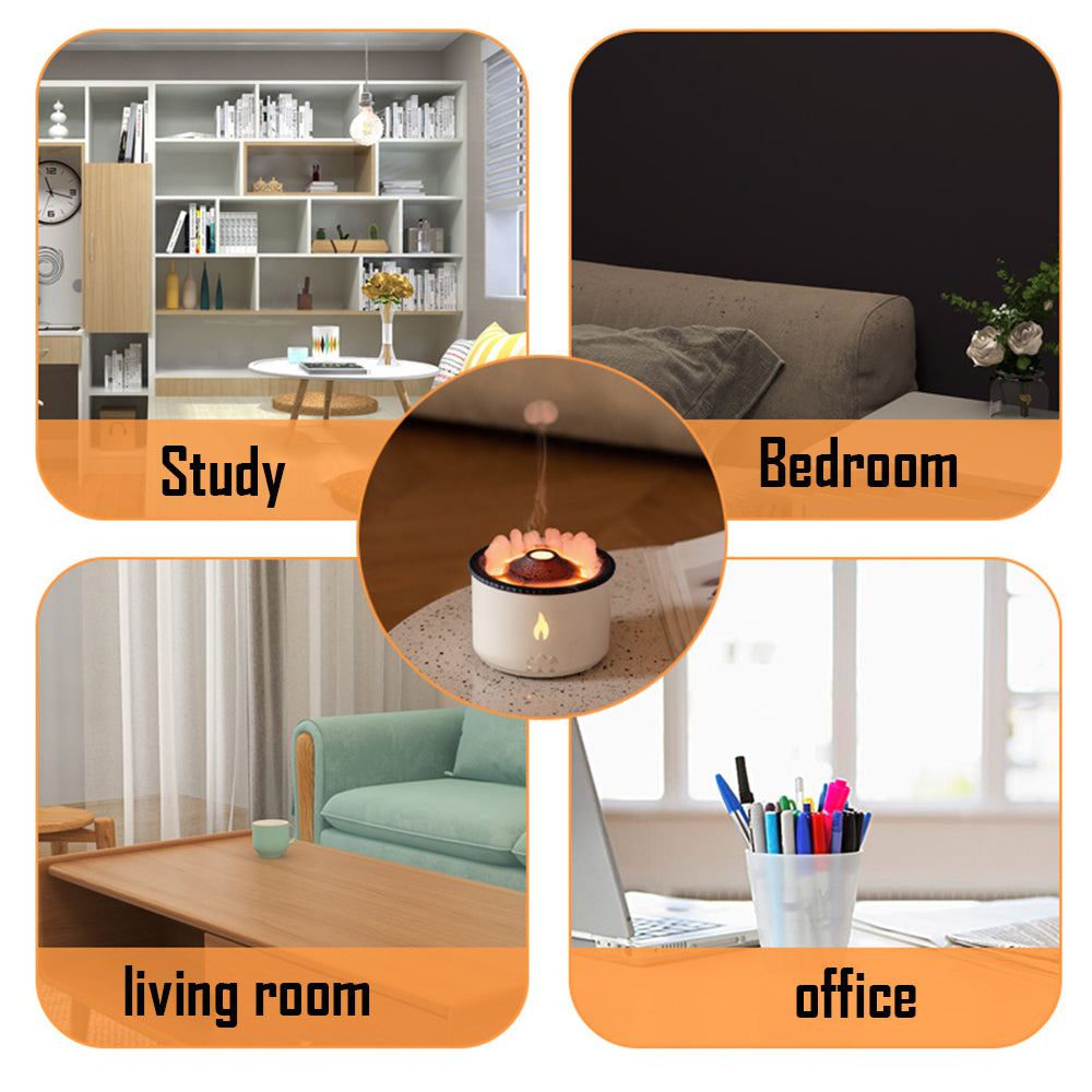 Ultrasonic Essential Oil Humidifier Diffuser Flame Mist