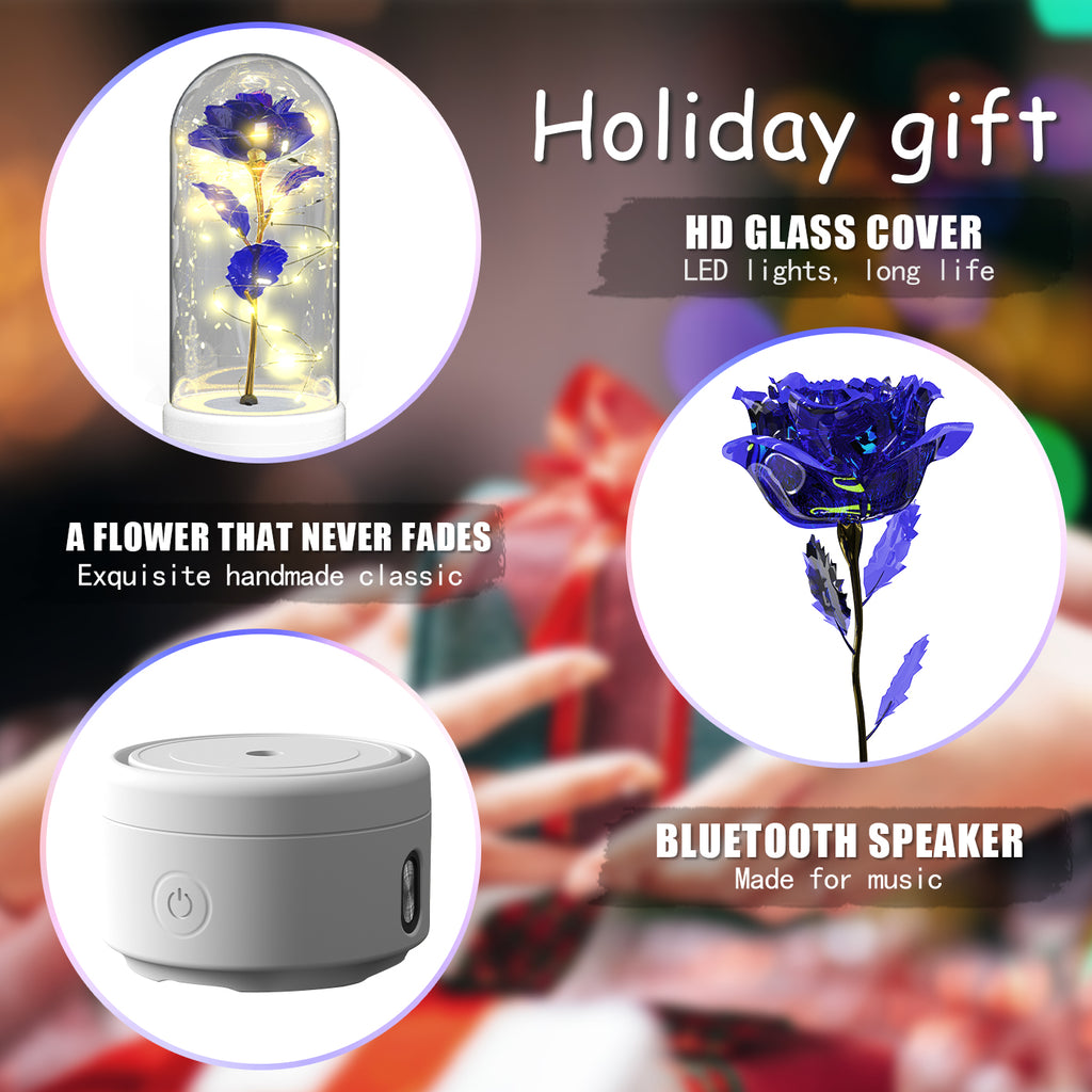 Rose LED Light Speaker Night Lamp Glass Bluetooth Gift