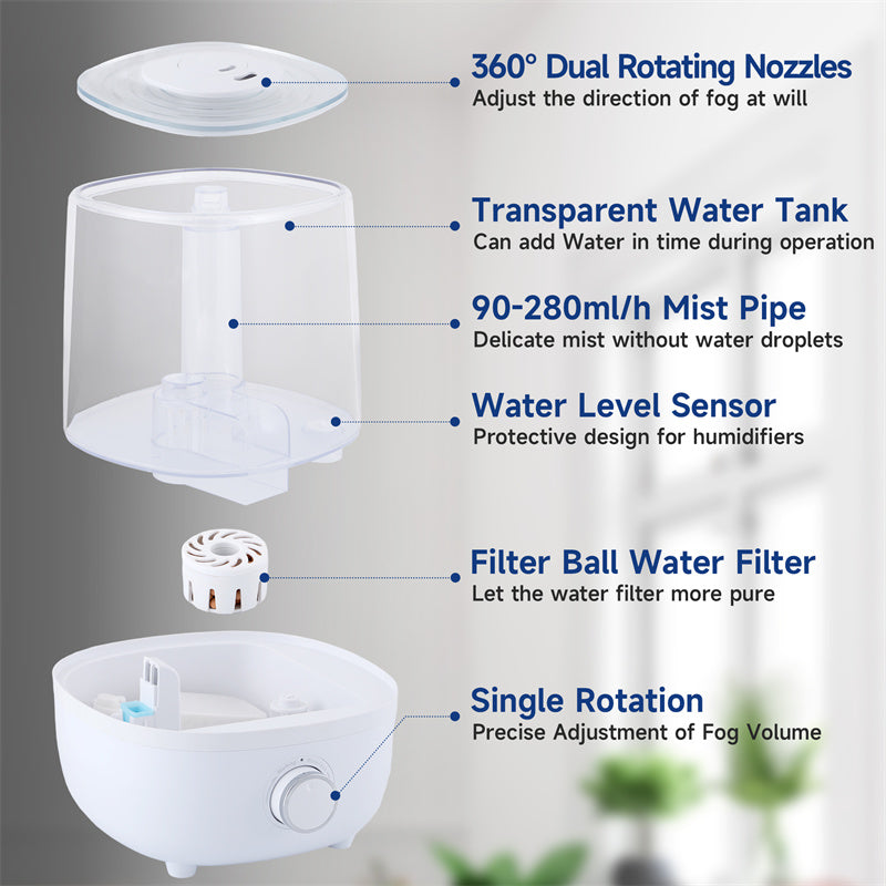 Mechanical Humidifier BPA-Free Low Water Protection 4L