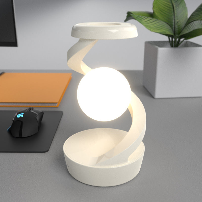 rotating moon desk lamp white wireless charger